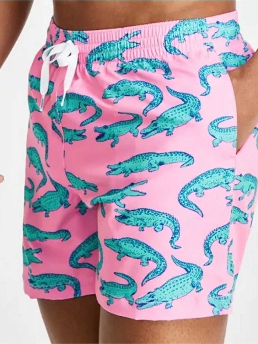 Chubbies The Glades Swim Trunks Pink with Alligator Print Size M 5 inch